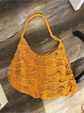 Universal Thread Mustard Yellow Woven Shoulder Bag - Casual Knit Handbag